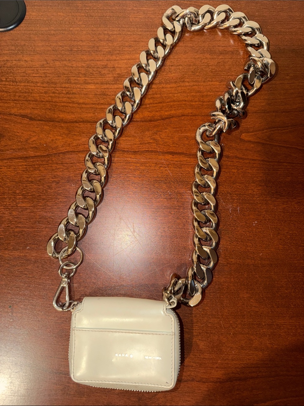 Kara Cream Mini Crossbody with Chunky Silver Chain